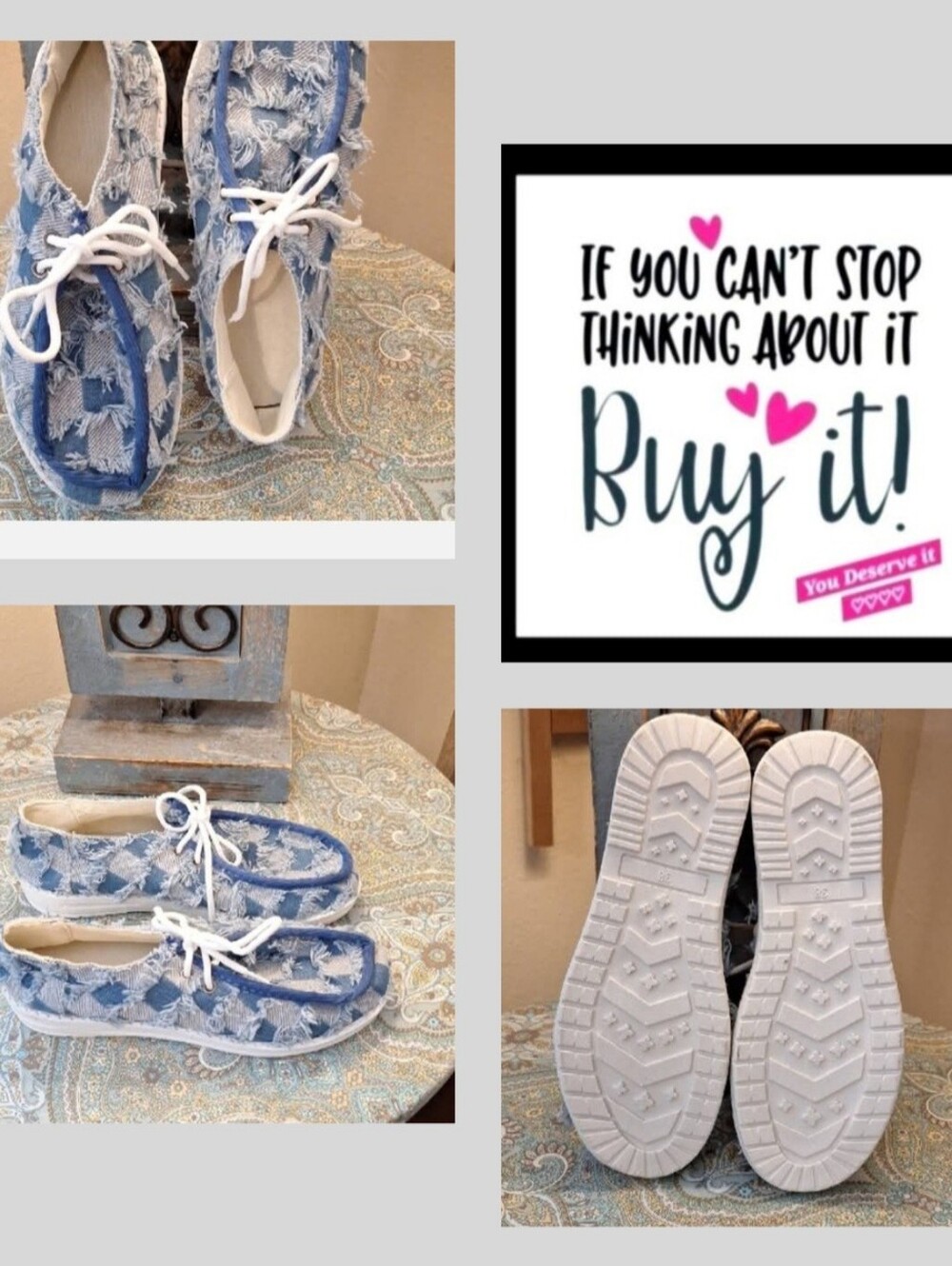 Women's  Blue Jean Distressed Sneakers with White Laces. EUR 38 Fits a US 8 NWOB